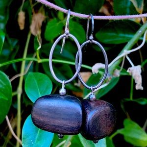 Silpada Sterling Silver Ebony Wood Dangle Earrings